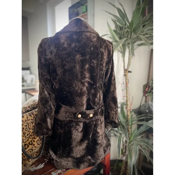 VTG 1960 / 1970 | S | Classic Mod Double-Breasted Faux Fur Glamour Long Coat - Picture 5 of 17